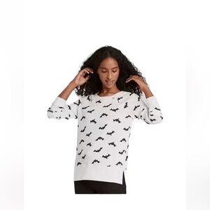 Women's Grayson Threads Black and White Bat Print Sweater EUC